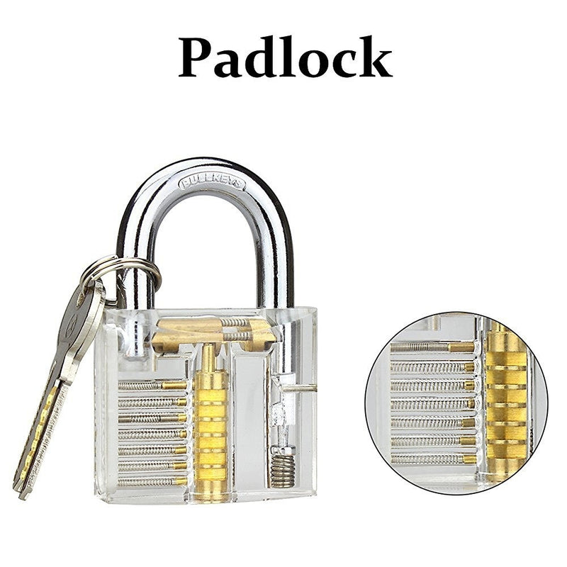 24PCS Transparent Visible Pick Cutaway Practice Padlock Lock With Broken Key Picking Kit