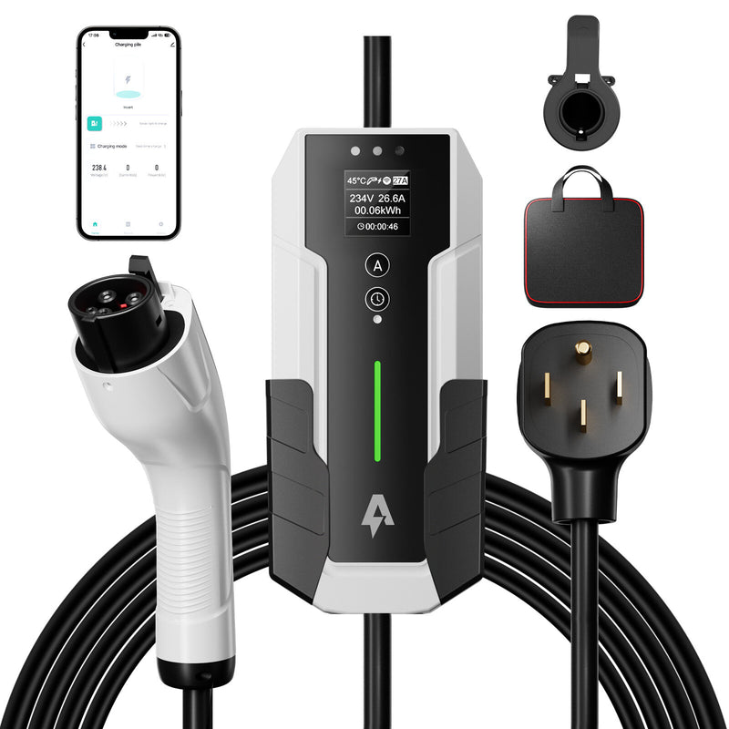 Andeman Level 2 Portable EV Charger 8X Faster Changering 7.6kW 32Amp 240V NEMA 14-50 Plug Electric Vehicle Charger with 25FT Cable Bluetooth WiFi Enab