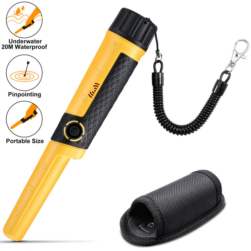 USA Direct GC-2006 Metal Detector Pinpointer Wand 5-inch Depth IP68 Waterproof 66ft Underwater 360° Detection LED Light Treasure Hunting Essentials