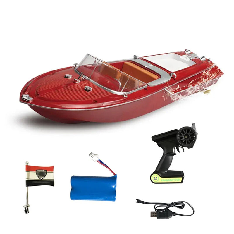 HUIQI SK1 RTR 2.4G 25km/h RC Boat Remote Control Racing Ship Waterproof Wood Speedboat Toys Vehicle Retro Models