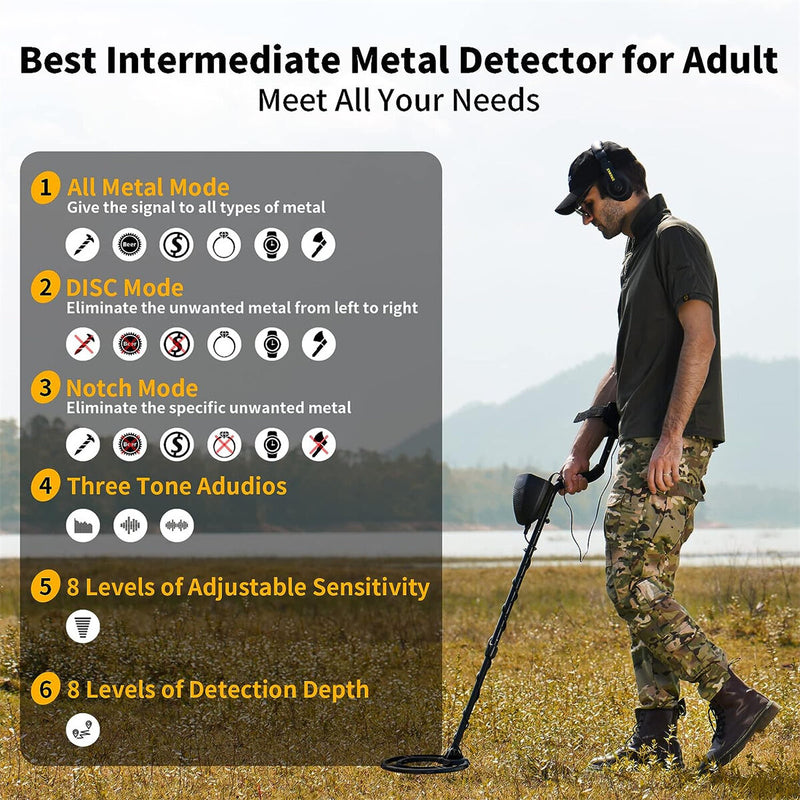 USA Direct Metal Detector Waterproof Professional Gold Finder with LCD Display 10" Coil Advanced DSP Chip Deep Detection Treasure Hunter