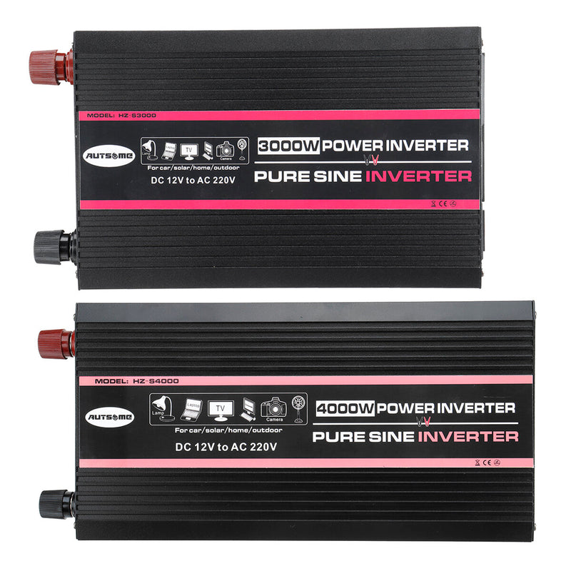 AUTSOME 12V to 220V Converter Pure Sine Wave Power Inverter Car Solar With Remote Control Dual LED Display