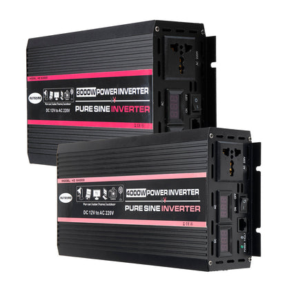 AUTSOME 12V to 220V Converter Pure Sine Wave Power Inverter Car Solar With Remote Control Dual LED Display