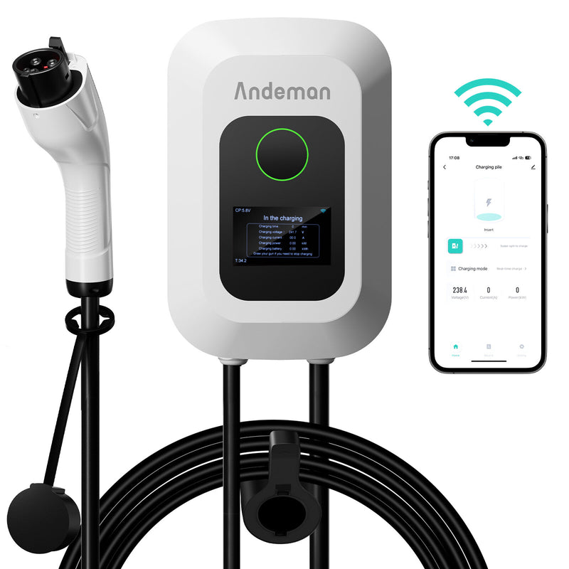 Andeman Level 2 EV Charger Up to 50Amp 12kW 240V Adjustable Power, ETL Charging Station Smart WiFi Enabled with J1772 Connector Compatible with All El