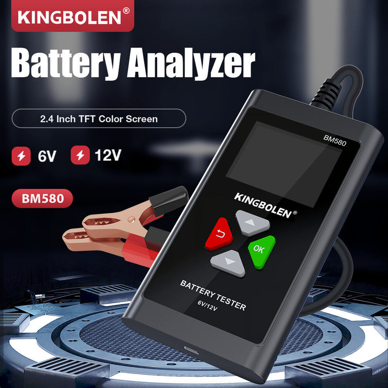 Kingbolen BM580 Car Battery Analyzer Tester 6V 12V 100-2000CCA Reversible Access Clip Voltmeter Voltage Checker Ripple Test
