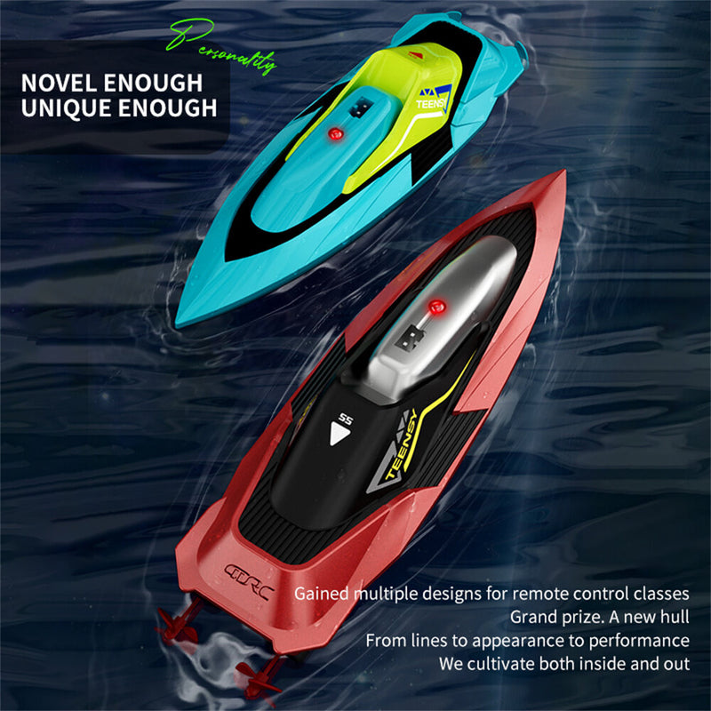 4DRC S5 RTR 2.4G RC Boat Mini Speedboat Dual Motors One-Key Capsized Reset Waterproof LED Light Racing Remote Control Stunt Vehicles Models Twin Propeller Toys