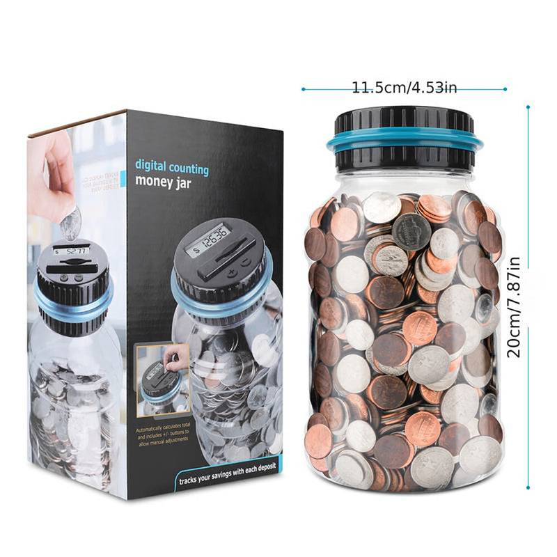 Digital Coin Bank Piggy Counter LCD Display Large Capacity Automatic Counting Money Jar Box for Child Kids Adult Boys Girls Gifts