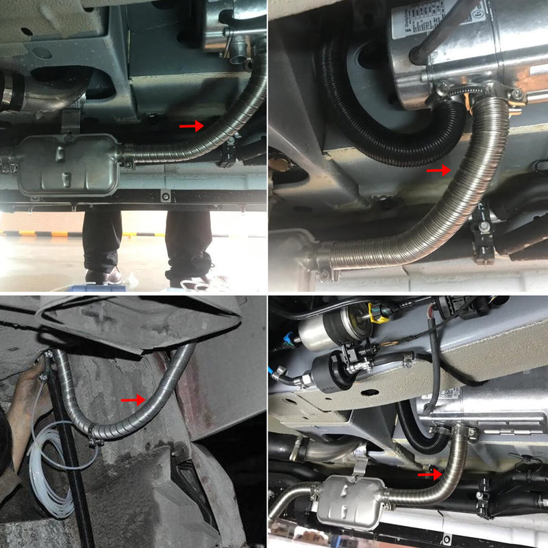 100cm Stainless Steel Exhaust Muffler Pipe + 24mm Silencer Muffle Car Parking Air Diesel Heater