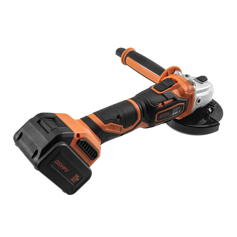 GOCHIFIX 8000RPM Cordless Brushless Angle Grinder 4Ah Li-Ion Battery Power Angle Grinders 3-Position Ergonomic Handle Dust-Proof Design with Grinding Cutting Wheel for Metal Wood