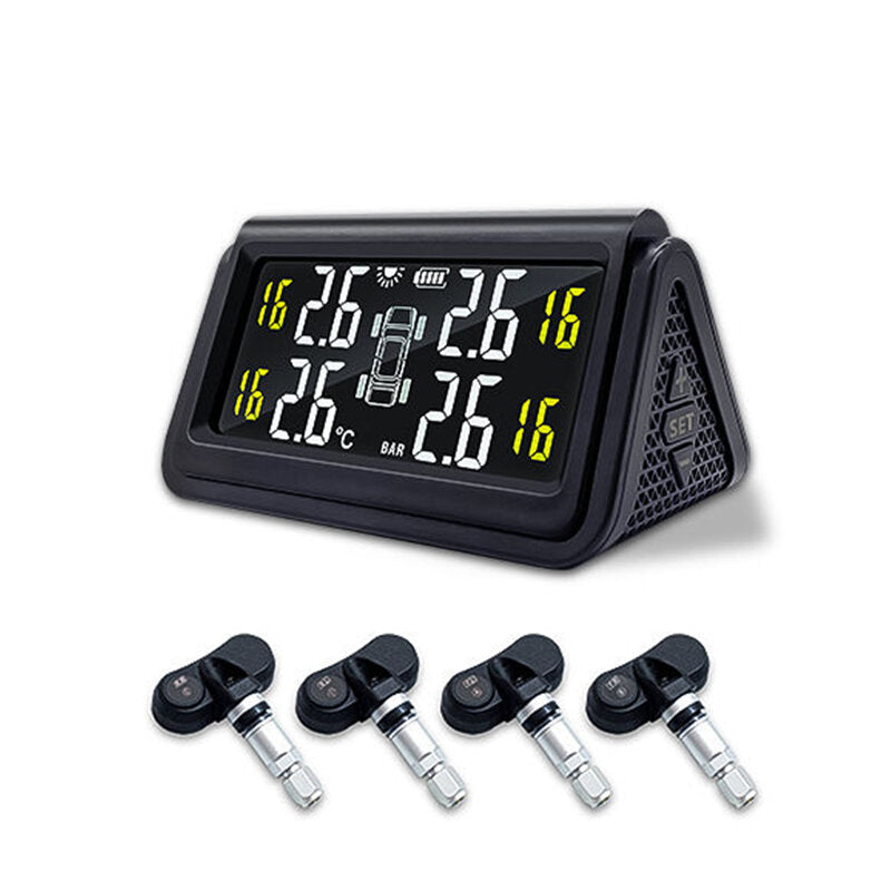 Wireless TPMS Tire Pressure Monitor Car Tire Pressure Monitoring System Solar Charging Car Tire Pressure Sensor Real-Time Monitoring