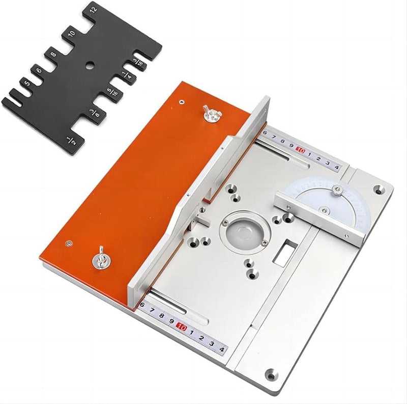 Aluminium Router Table Insert Plate,Woodworking Benches Router Flip Plate with Miter Gauge Guide,Fence Sliding Brackets,Tenon Ruler,MG-053SV