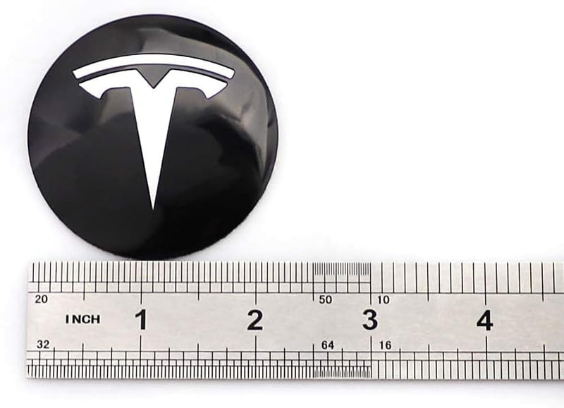 4PCS 56mm (2.2 Inches) Circular arc Form 3D Stereo Aluminum Alloy Wheel Hub Caps Centre Cover Emblem Badge Sticker fit for Tesla Roadster Model S Model X Model 3 Modification Hub Cover (Black)