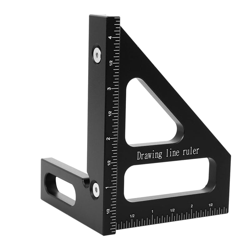 Imperial 3D Multi-Angle Measuring Ruler,45/90 Degree Aluminum Alloy Woodworking Square Protractor, Miter Triangle Ruler High Precision Layout Measuring Tool for Engineer Carpenter,003BK