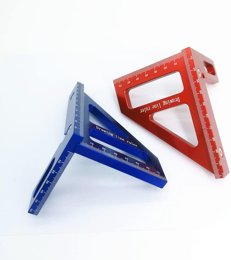45 Degree Square Triangle Ruler Scriber 3D Multi Angle Measuring Ruler Mitre Angle Ruler Measuring Template Tool (Red)