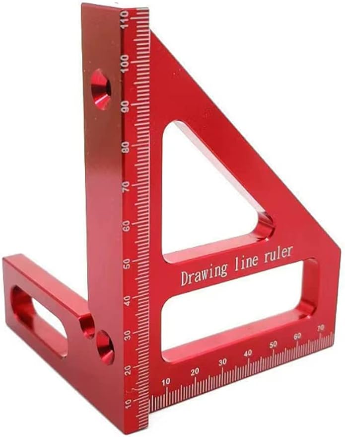 45 Degree Square Triangle Ruler Scriber 3D Multi Angle Measuring Ruler Mitre Angle Ruler Measuring Template Tool (Red)
