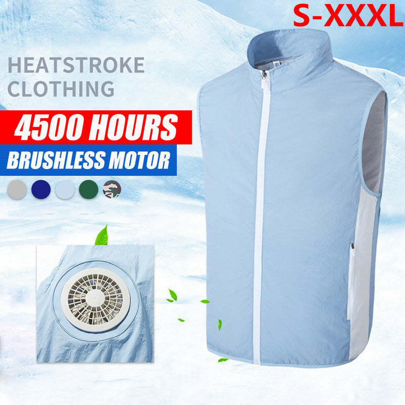 Fan Cooling Vest Smart Men Women Air Conditioning Clothing Short-sleeved Heatstroke Prevention for Summer Outdoor Hiking Fishing High Temperature Working Fishing
