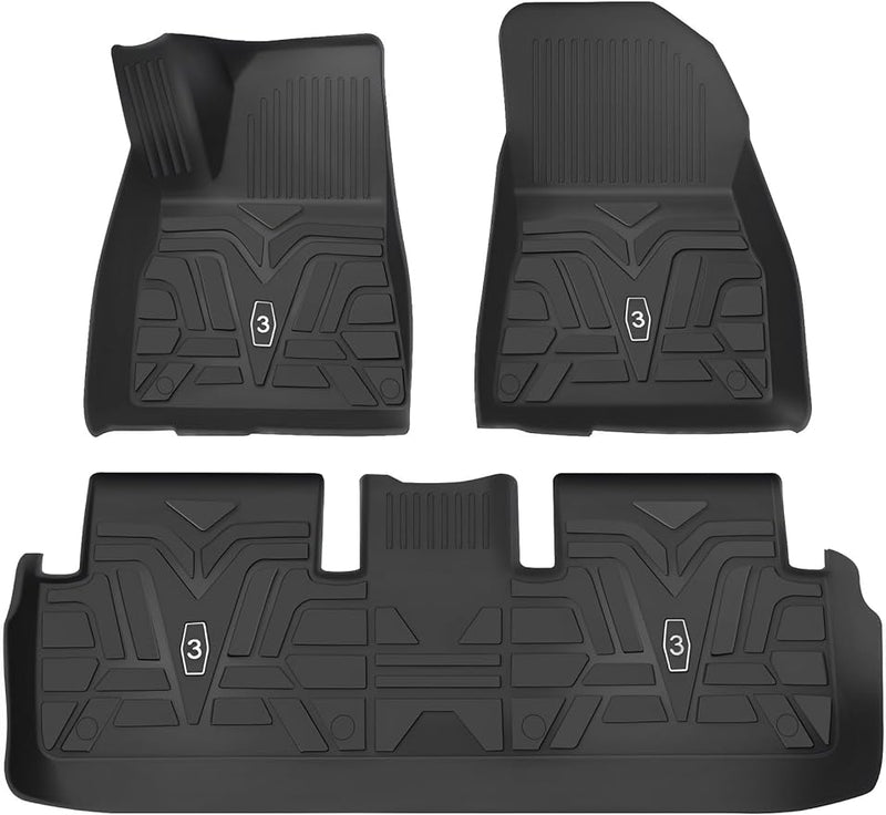 BEIQITONG Tesla Model 3 Floor Mats 2023-2020, All-Weather TPE Car Floor Mats for Tesla, Floor Mats for Tesla, Non-Slip Automotive Car Accessories Interior (Set of 3)