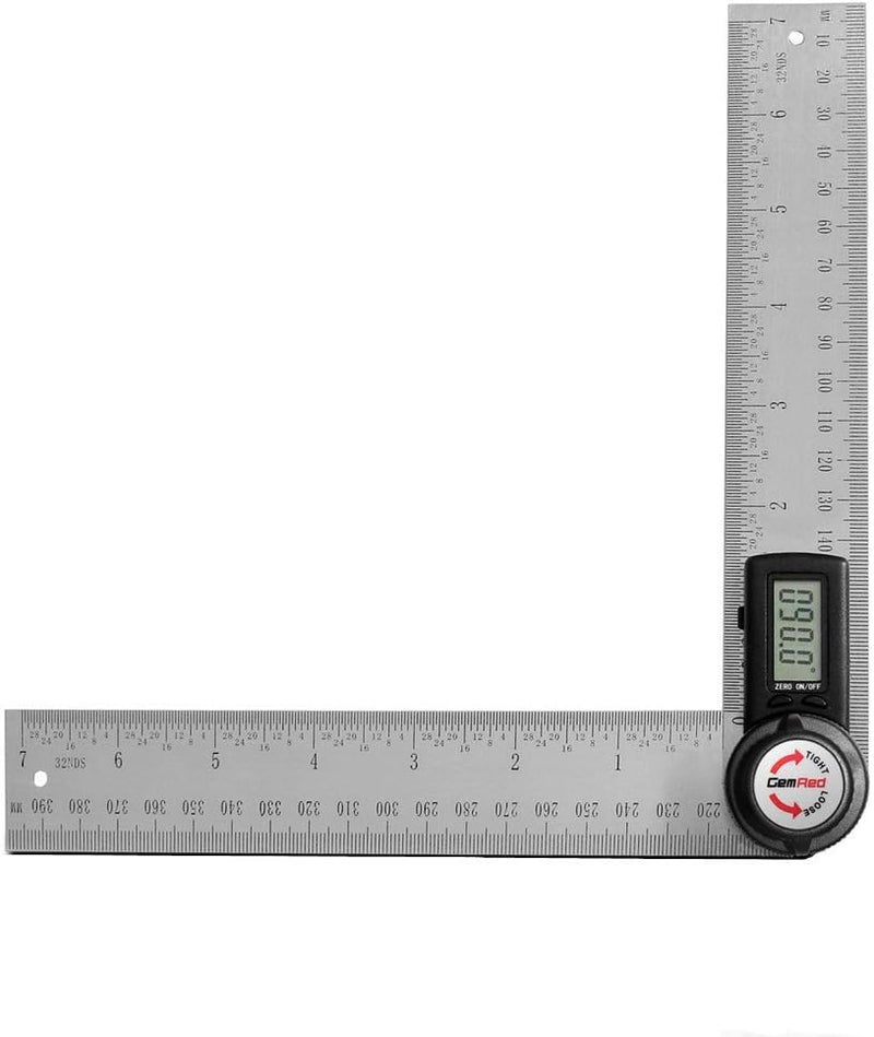 GemRed 82305 Digital Angle Finder GemRed Protractor Stainless steel 7inch 200mm (Black Button)