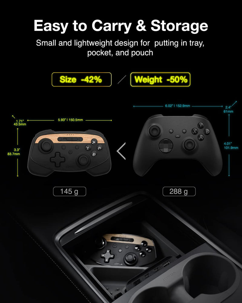 Jowua Multi-Device Wireless Controller Compatible for Tesla Model 3/Y/S/X/cybertruck, Compatible for Switch, one controller, SPECIAL PROGRAMMED and DESIGN FOR TESLA, Compatible for Tesla STEAM (WOOD)