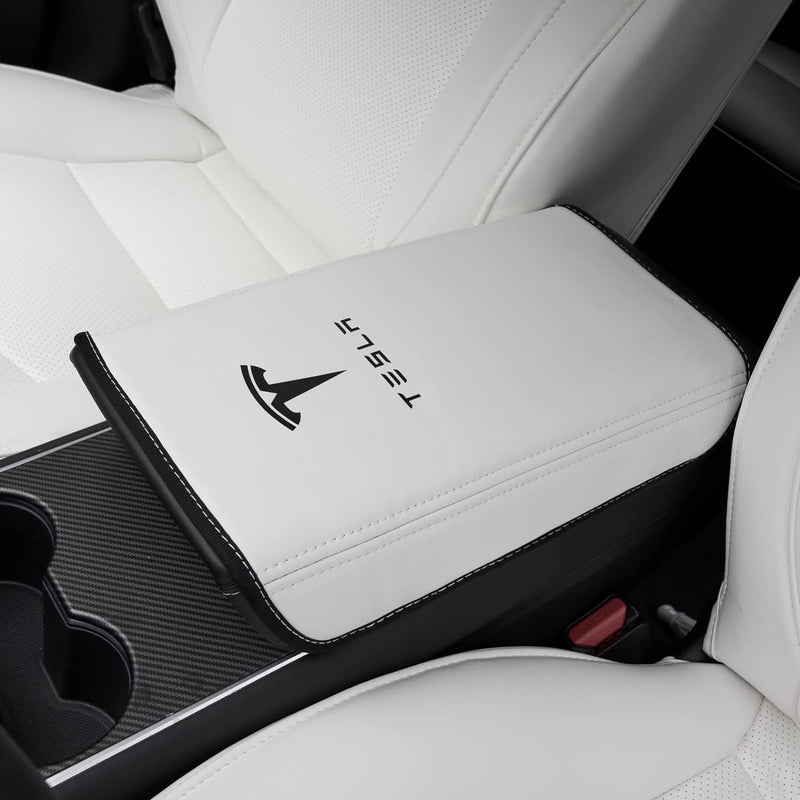 Tesla Model 3/Y Armrest Accessories - Center Console Cover for Tesla - Car Armrest Box Cover Decoration Interior for Model 3 2017-2022 2023 2024 or Model Y 2020-2022 2023 2024 - White