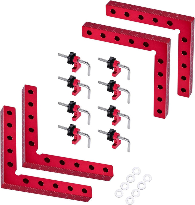 Muzixiao 90 Degree Clamps for Woodworking, Corner Clamps,4Pack 5.5Inch Aluminum Alloy Right Angle Clamp, Positioning Squares for Picture Frames, Boxes, Cabinets, Drawers
