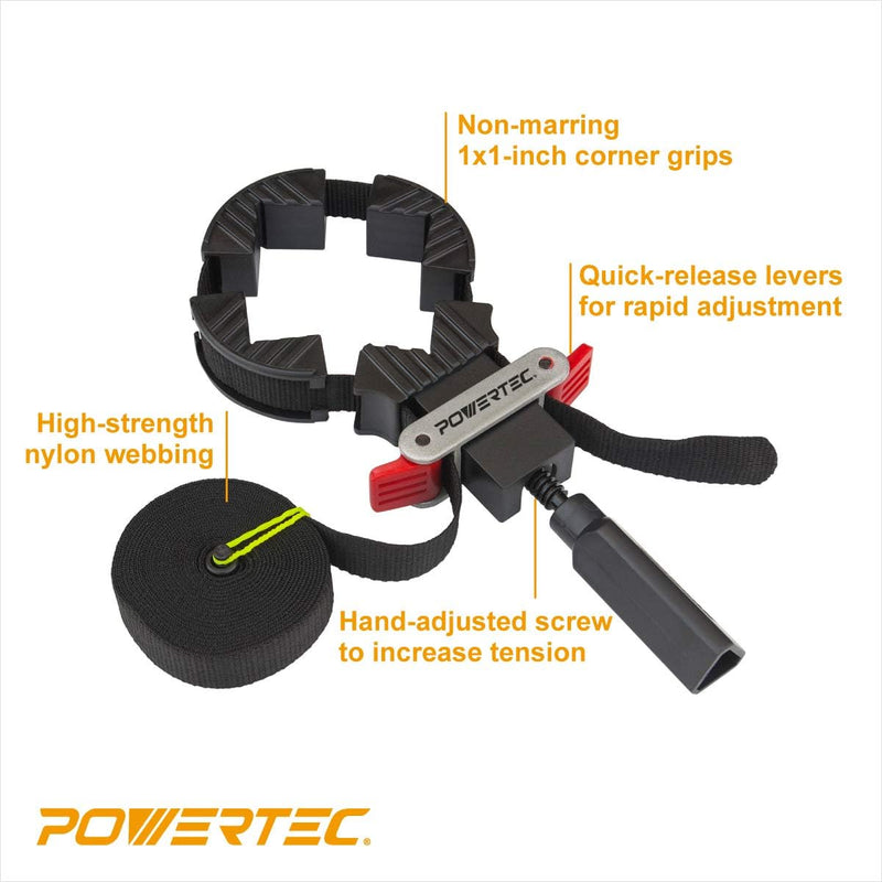 POWERTEC 71017 Quick Release Band Clamp | Woodworking Frame Clamping Strap Holder