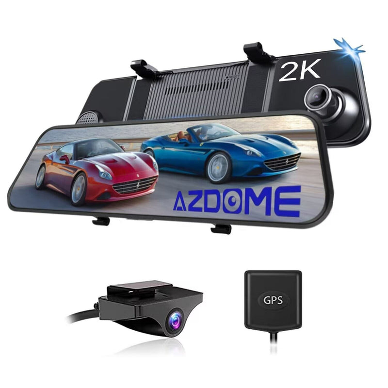 AZDOME PG17 11.8inch Car Mirror DVR GPS 2K Dual Cameras Touch Screen RearView Stream Media Video Recorder Night Vision Dash Cam