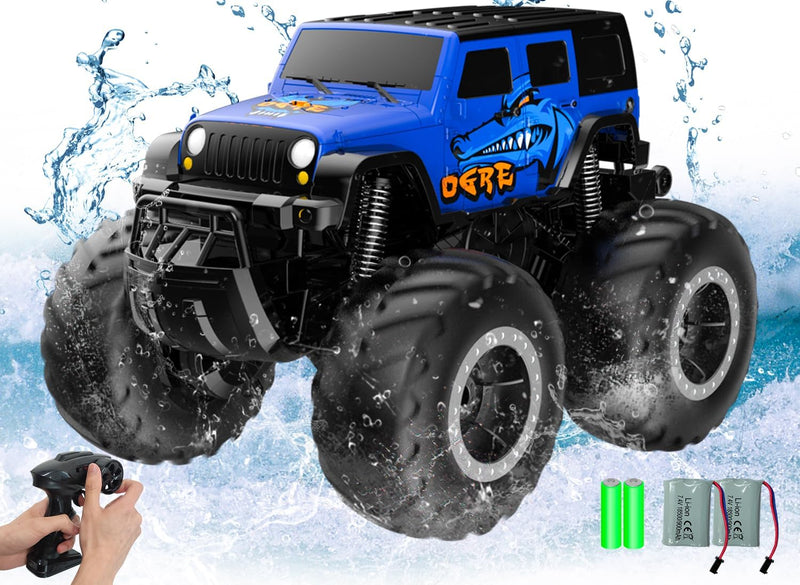 Amphibious Remote Control Car Toys for Boys 2.4GHz 1:16 All Terrain Off-Road RC Car Waterproof RC Monster Truck Kids Pool Toys Remote Control Boat Gifts for Kids Boys