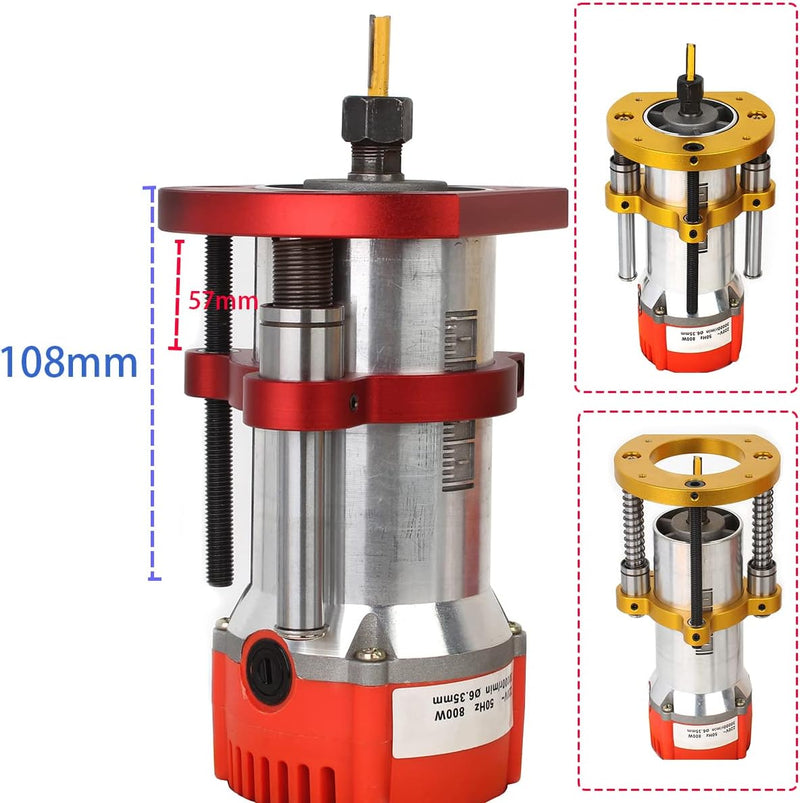 KETIPED Adjustable Router Lift for 65mm Diameter Universal Trimming Machine,Aluminum Under-Table Router Base for Router Table Insert Base Plate with Double Stainless Steel Support Rod,MG-061GD