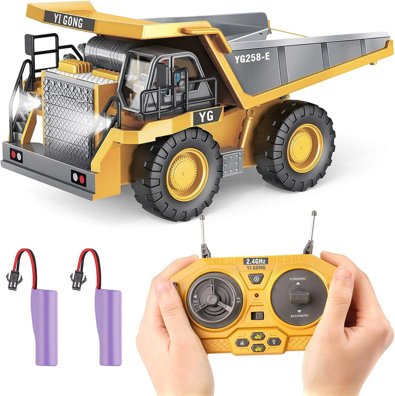 PREPOP Remote Control Excavator Toy for 6-12 yr Boys, Best Birthday Gifts for Kids 4-7 8 9 10 11 Year Old, RC Construction Toys with Metal Shovel, Lights, Sounds 2.4Ghz