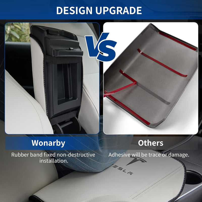 Tesla Model 3/Y Armrest Accessories - Center Console Cover for Tesla - Car Armrest Box Cover Decoration Interior for Model 3 2017-2022 2023 2024 or Model Y 2020-2022 2023 2024 - White