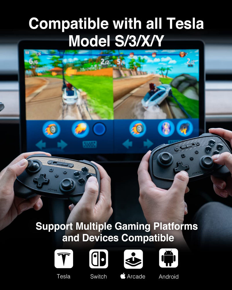 Jowua Multi-Device Wireless Controller Compatible for Tesla Model 3/Y/S/X/cybertruck, Compatible for Switch, one controller, SPECIAL PROGRAMMED and DESIGN FOR TESLA, Compatible for Tesla STEAM (WOOD)