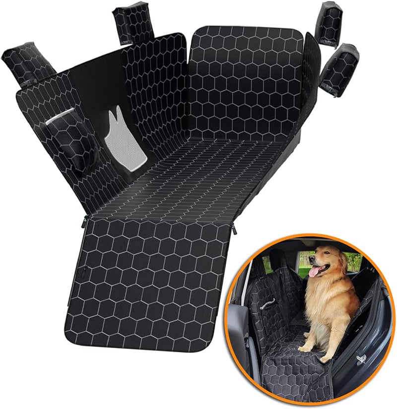 Dog Seat Covers for Back Seat, Pet Liner for Tesla Model 3, 100% Waterproof Backseat Dog Cover Protector Heavy-Duty Scratchproof Nonslip Dog Hammock for 2018-2023 Tesla Model 3 with Mesh Window