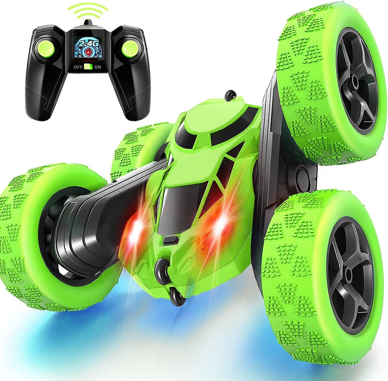 Remote Control Car Stunt RC Cars, 90 Min Playtime, 2.4Ghz Double Sided 360° Rotating RC Crawler with Headlights, 4WD Off Road Drift RC Race Car Toy for Boys and Girls Aged 6-12 Blue