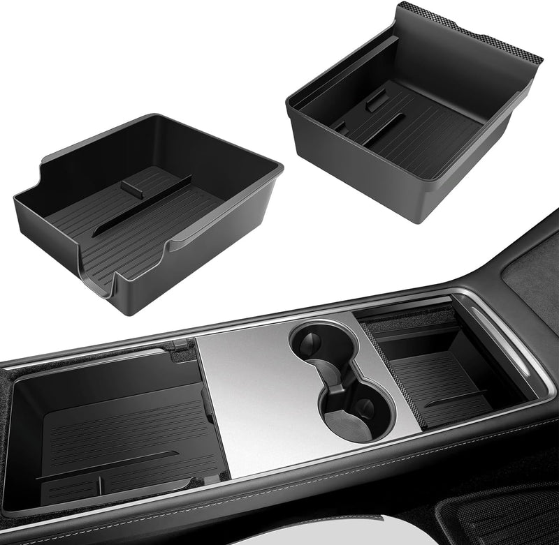 5Pcs Center Console Organizer Tray Compatible for Tesla Model 3 Model Y Accessories 2024 2023-2021 Armrest Hidden Drawer Storage Box Cup Holder [Not Compatible for Model 3 2024]