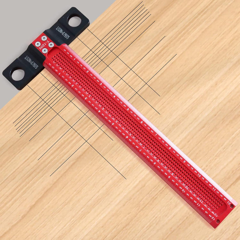 HFM Woodworking Scriber T-Square Ruler 4 inch, Architect Ruler for Carpenter Work, Layout and Measuring, Aluminum Alloy Square Scriber