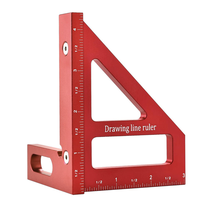 BOXmime Imperial 3D Multi-Angle Measuring Ruler,45/90 Degree Aluminum Alloy Woodworking Square Protractor, Miter Triangle Ruler High Precision Layout Measuring Tool