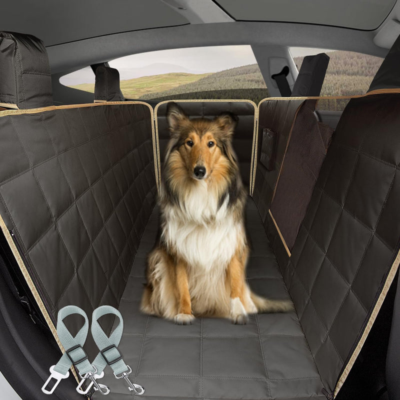 Lassie Dog Hammock for Car, Compatible with 2020-2024 Tesla Model Y Dog Seat Covers,Dog Car Seat Cover for Back Seat with 4 Headrests and 2 Seat Belts, 100% Waterproof Pet Seat Protector for Dogs