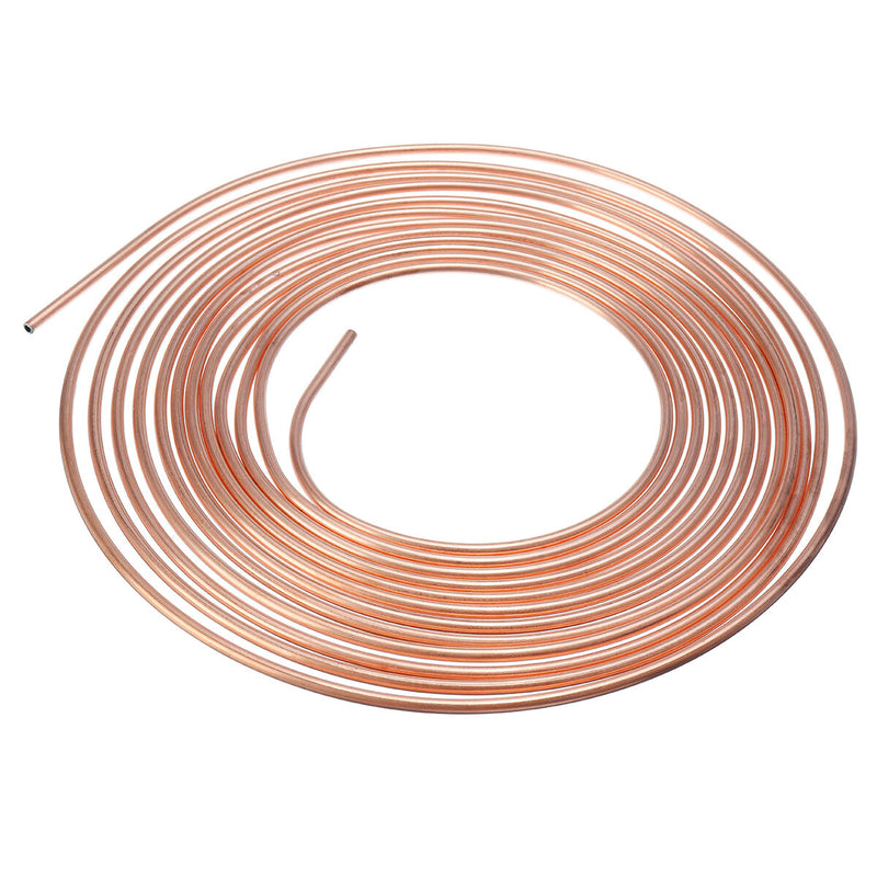 25ft Roll Tube Coil of 3/16" OD Copper Brake Pipe Hose Line Piping Joint Union