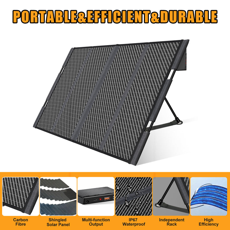 [EU/USA Direct] Foursun 18V 100W（150W Peak） Portable Solar Panel for Power Station Foldable Shingle IP67 Waterproof Independent Support Rod for Solar Generator Power Bank 12V Car Battery