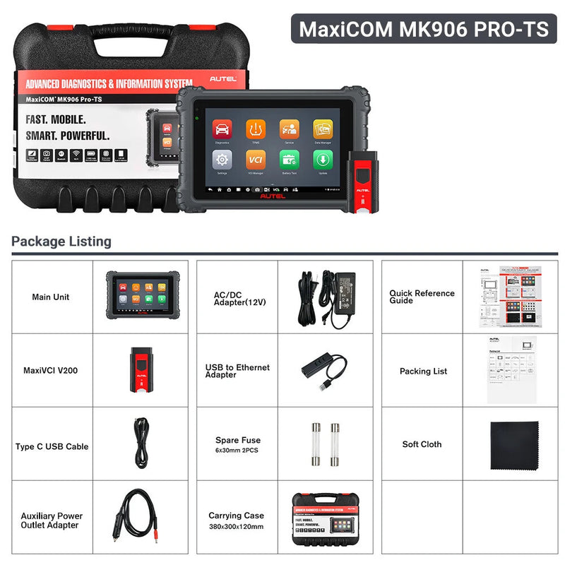 Autel MaxiCOM MK906 S PRO-TS Car TPMS Diagnostic Tool Automotive Scanner w/ Full TPMS Fuction ECU Coding CAN FD DoIP K MK906PRO