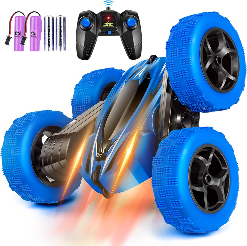 Rcfunkid Remote Control Car, 4WD RC Cars with Double Sided 360 Degrees Tumbling and Rotating, 2.4GHZ RC Stunt Car with LED, RC Car Toys for 8 Year Old Boys Girls