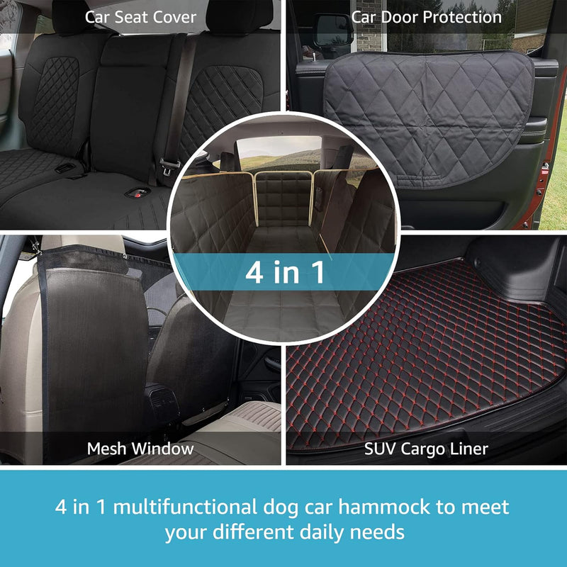 Lassie Dog Hammock for Car, Compatible with 2020-2024 Tesla Model Y Dog Seat Covers,Dog Car Seat Cover for Back Seat with 4 Headrests and 2 Seat Belts, 100% Waterproof Pet Seat Protector for Dogs