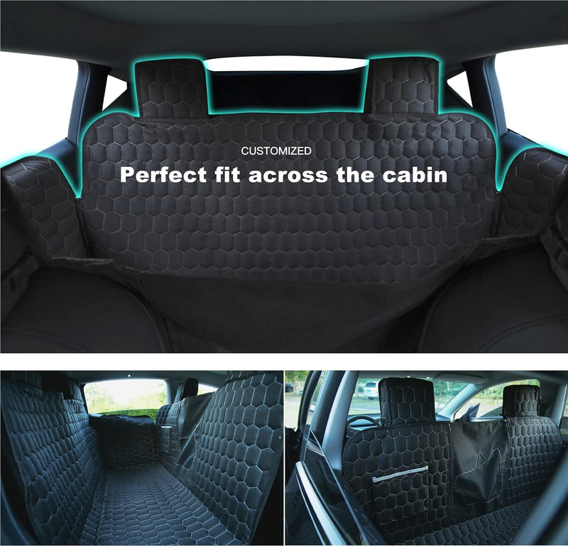 Dog Seat Covers for Back Seat, Pet Liner for Tesla Model Y, 100% Waterproof Backseat Dog Cover Protector Heavy-Duty Scratchproof Nonslip Dog Hammock for 2018-2023 Tesla Model Y with Mesh Window