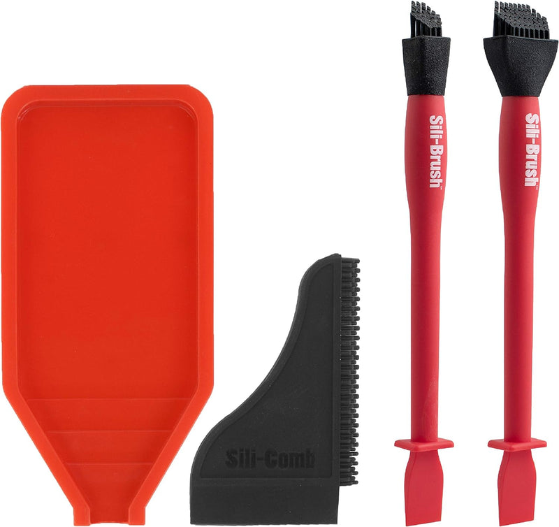 Sili Complete Silicone Glue Kit Wood Glue Up 4Piece Kit 2 Pack of Silicone Brushes 1 Tray 1 Comb Woodworking Glue Spreader Applicator Set