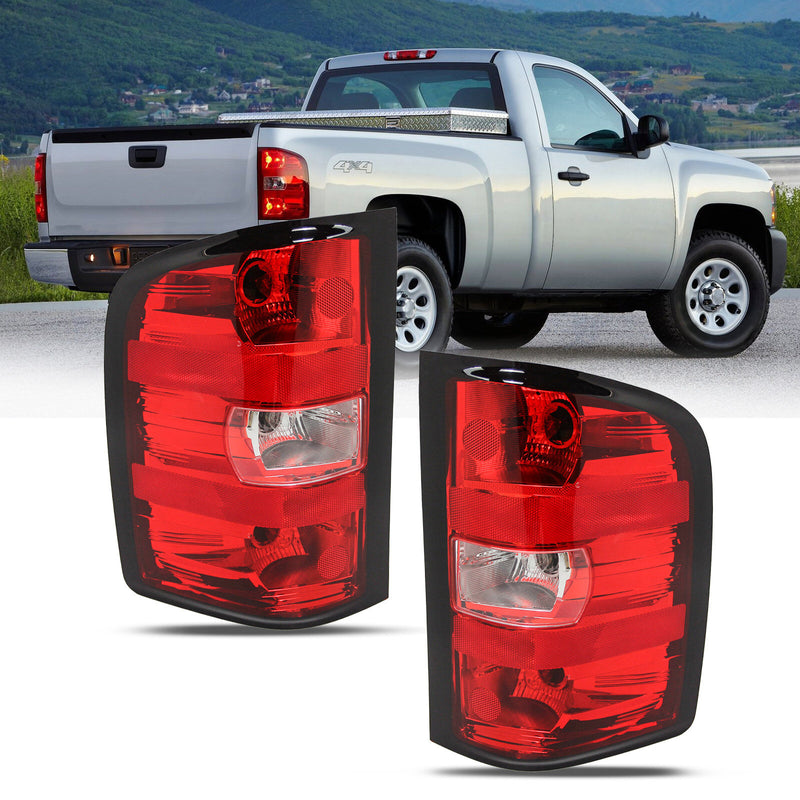 [USA Direct] Pair Tail Light No Blubs Tail Lamps Clear Lens For Chevrolet Silverado 1500 2500HD 3500HD 2007-2013
