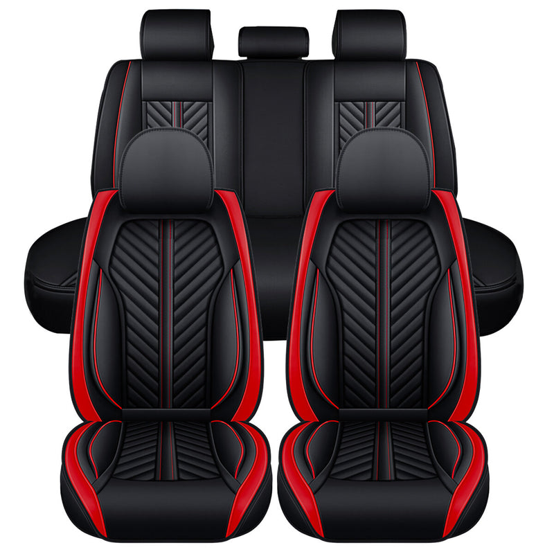 ELUTO 5D Universal 5-Seat Car Seat Covers Front Rear Full Set PU Leather Cushion Non-slip Protector Mat