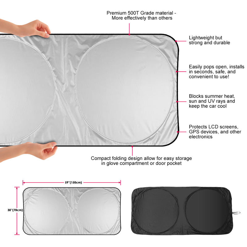 ELUTO Windshield Sun Shades is made of thick high quality silver coated polyester