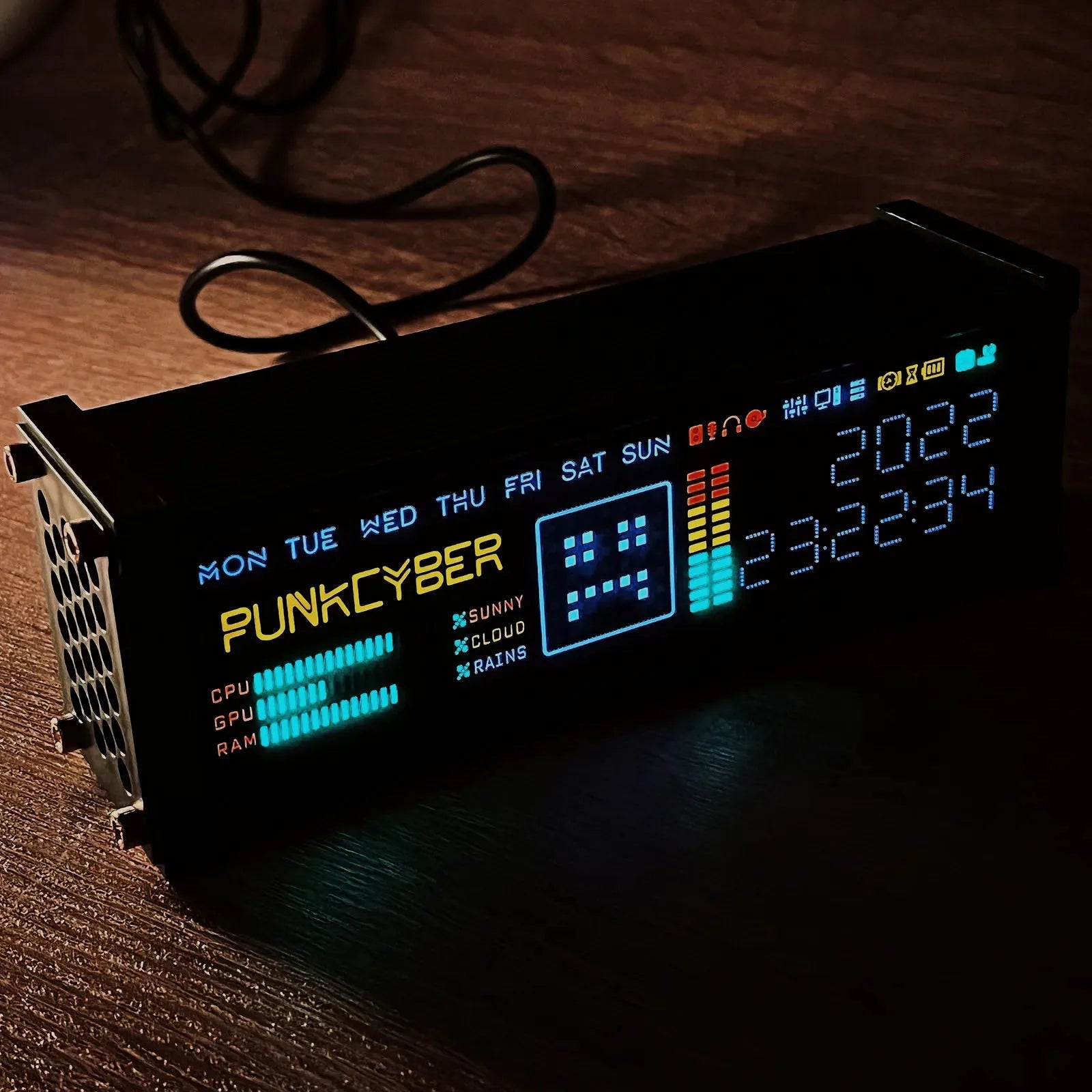 HAMGEEK WFD Retro Electronic Tube Clock Pseudo-Fluorescent Matrix Cyb ...