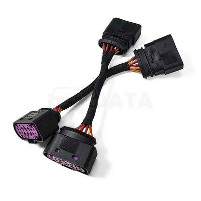 2Pcs Halogen (10 pins) convert Xenon (14 pins) Headlights Wiring Harness Connector Plug Adapter for VW Golf 1J0973737 1J0973837